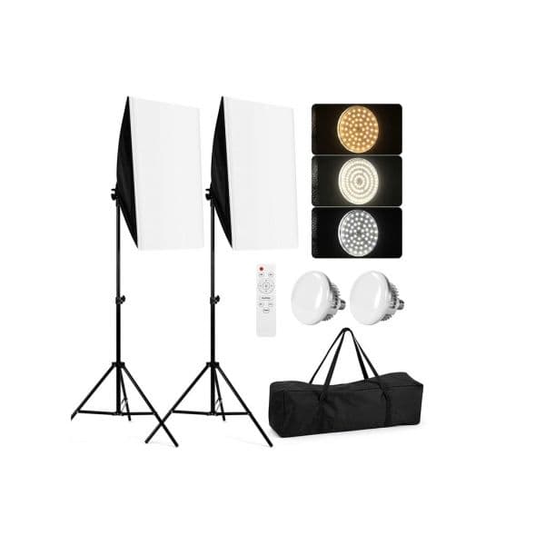 Andoer Iluminação Led Kit 2 Softboxes Bicolor c/ Comando
