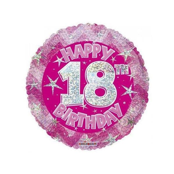 Kaleidoscope Balão Foil 18" Holográfico Happy 18 Birthday Rosa - 140016021
