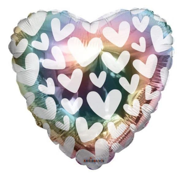 Kaleidoscope Balão Foil 17" Padrão Multicor com Corações Brancos - 140016645