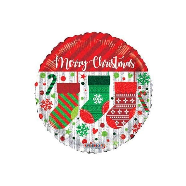 Kaleidoscope Balão Foil 18" Holográfico Natal Meias - 140089142