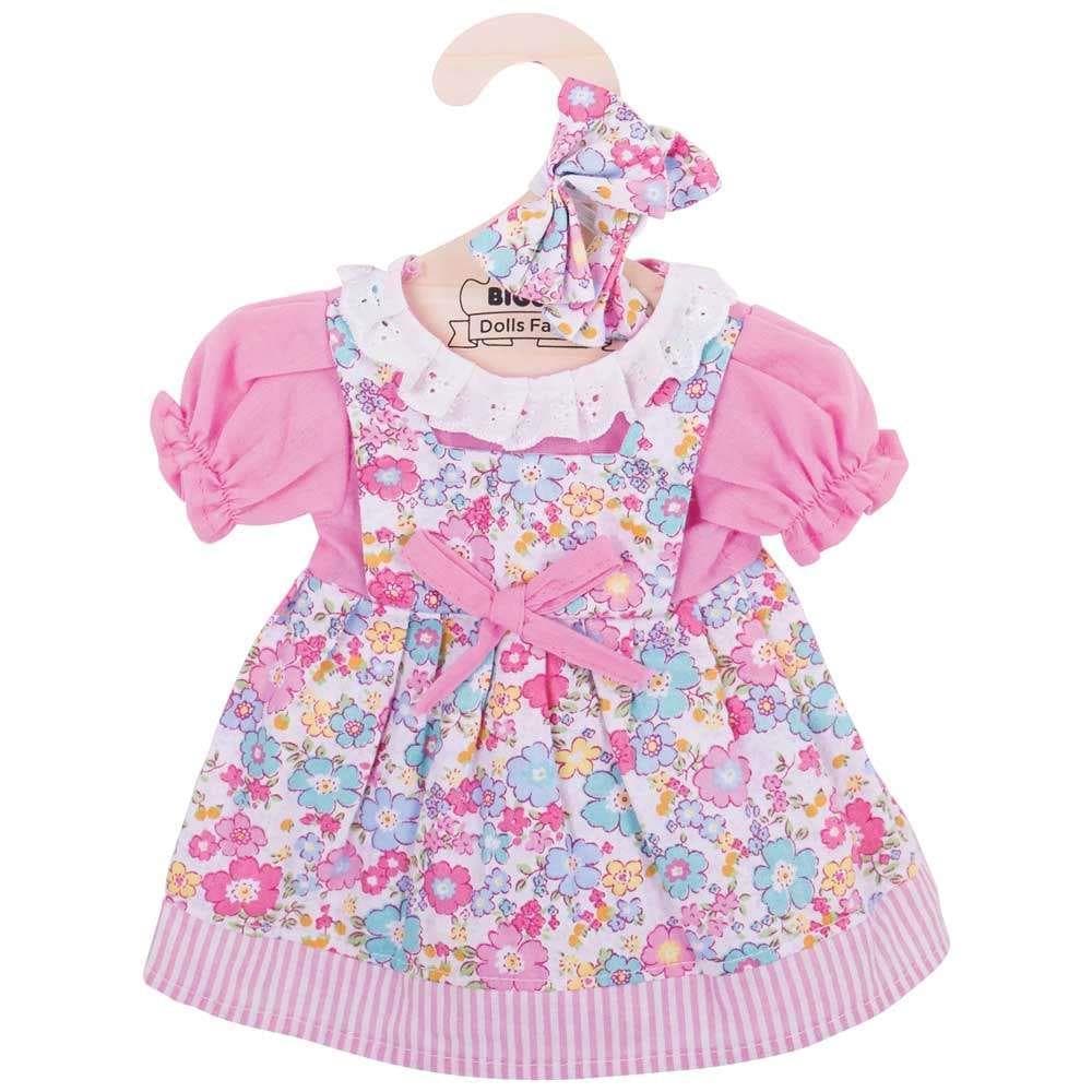 Roupa de Boneca Vestido Florido Rosa 38cm