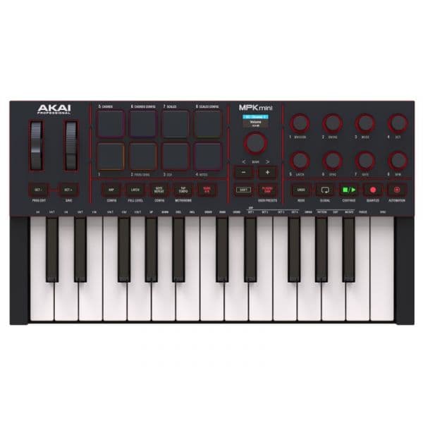 Akai Controlador MIDI MPK Mini IV Black 25 Teclas USB-C Pads RGB 8 Knobs Pitch Mod