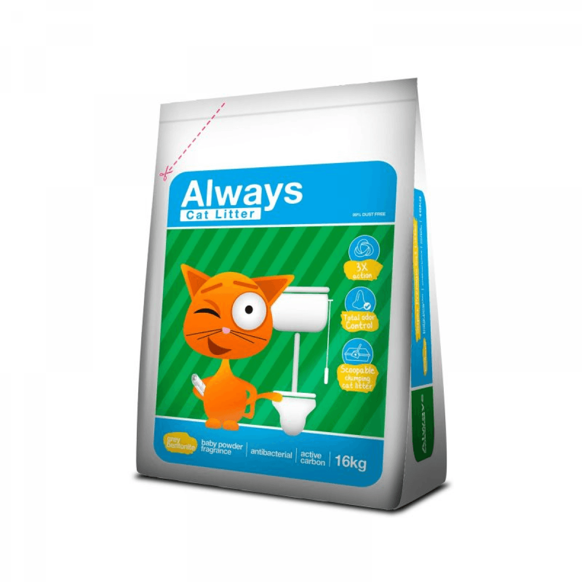 Always Areia para Gato 3x Action 16kg