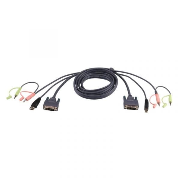 Cabo KVM DVI-I single link ATEN 3 m USB áudio preto compatível DVI-I USB A 2x3.5mm