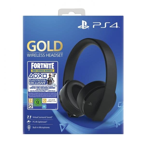 Sony Headset Gaming Wireless Gold + Voucher Fortnite PS4