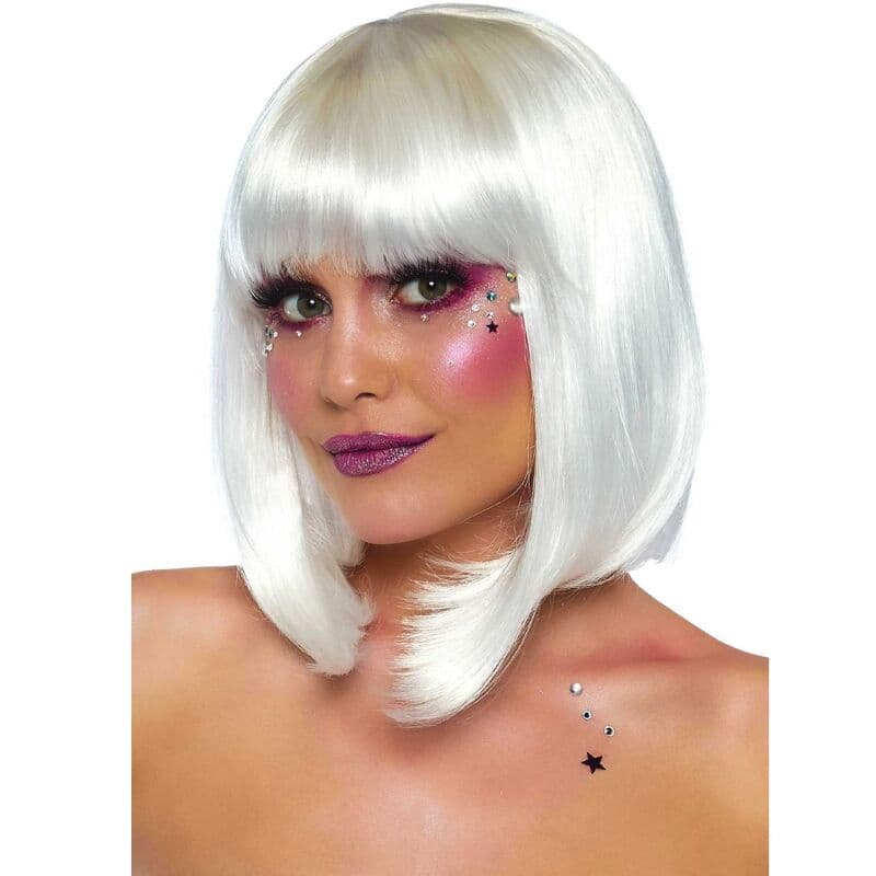 Leg Avenue Peruca Bob Cut Fosforescente Branca