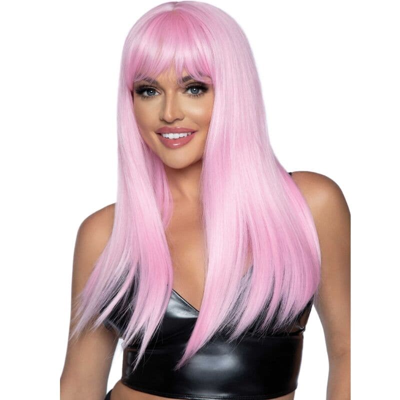 Leg Avenue Peruca Longa Lisa com Franja Rosa 24"