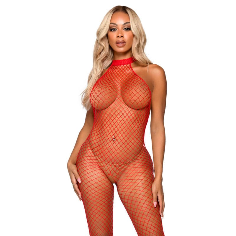 Le Frivole Leg Avenue Bodystocking Cuello Racer Rojo