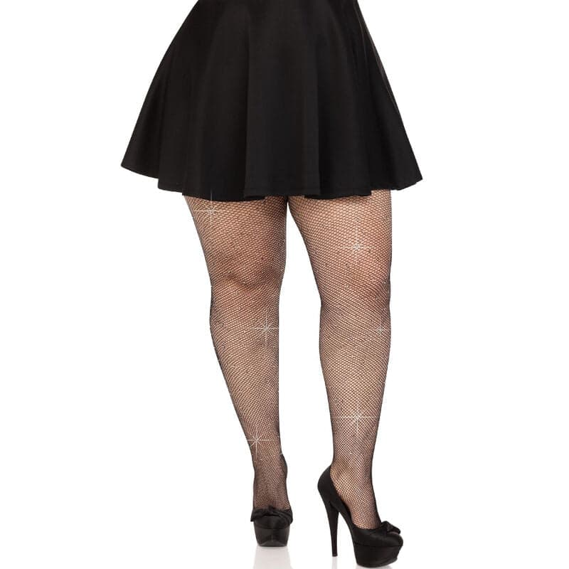 Leg Avenue HOSIERY Meias de Malha Cristalizada Preto Plus Size Mulher