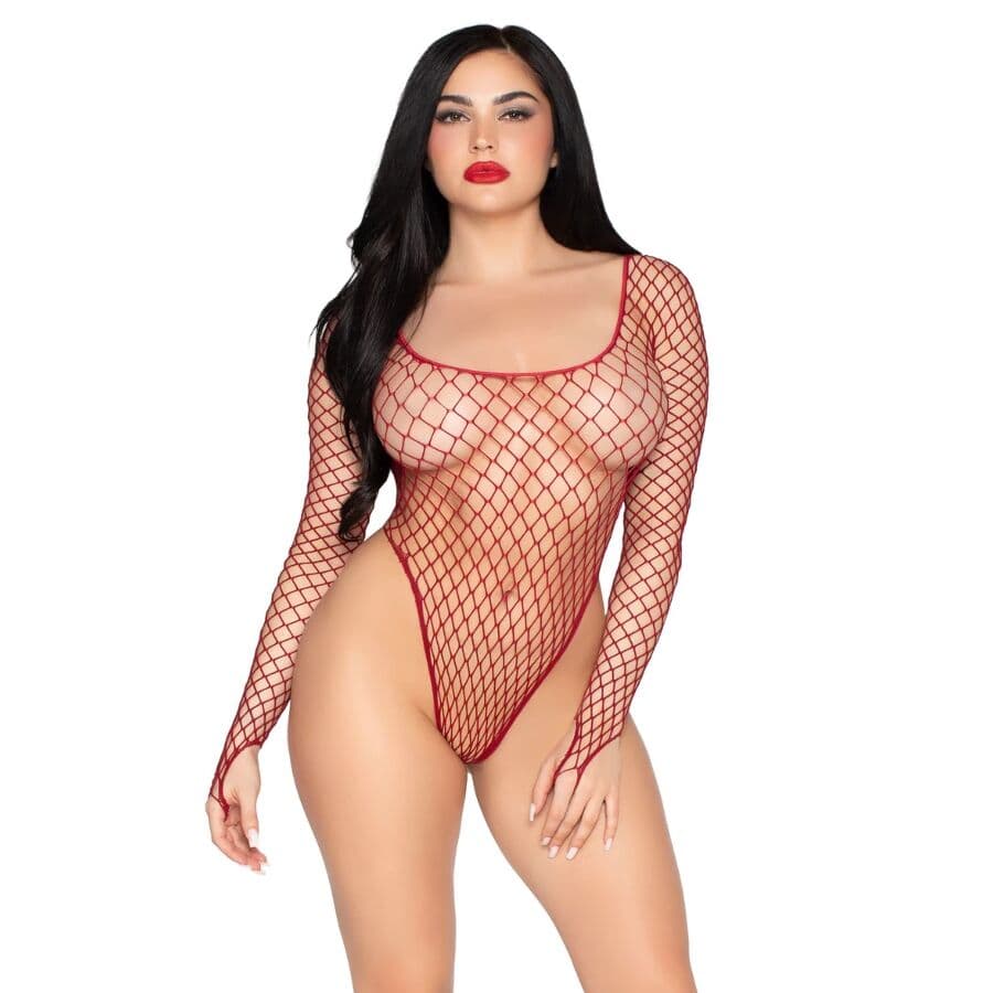 LEG AVENUE SETS Body de Malha Industrial Corte Alto Vermelho Tamanho Único