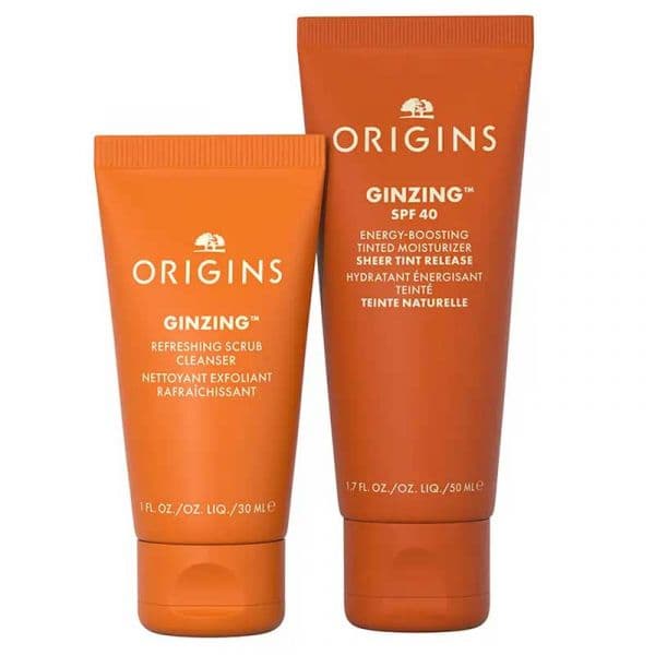 Origins GinZing Energizing Tinted Moisturizer SPF40 50ml + Refreshing Scrub Cleanser 30ml Coffret