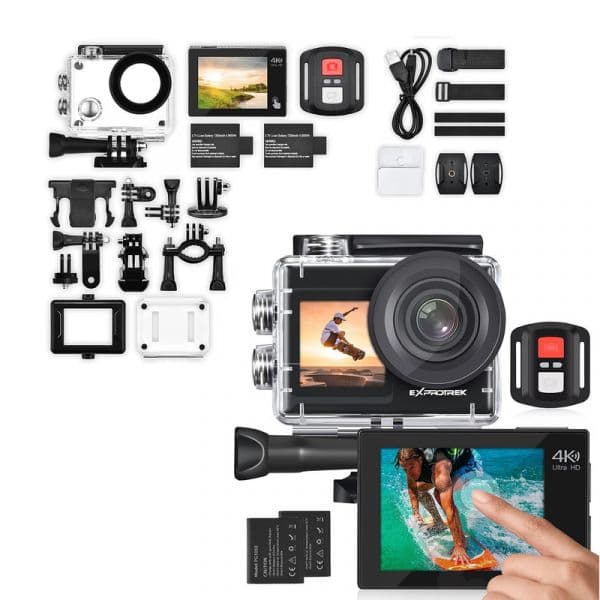 Action Cam Câmara Desportiva Touch Duplo Ecrã + Acessórios 4k 60fps