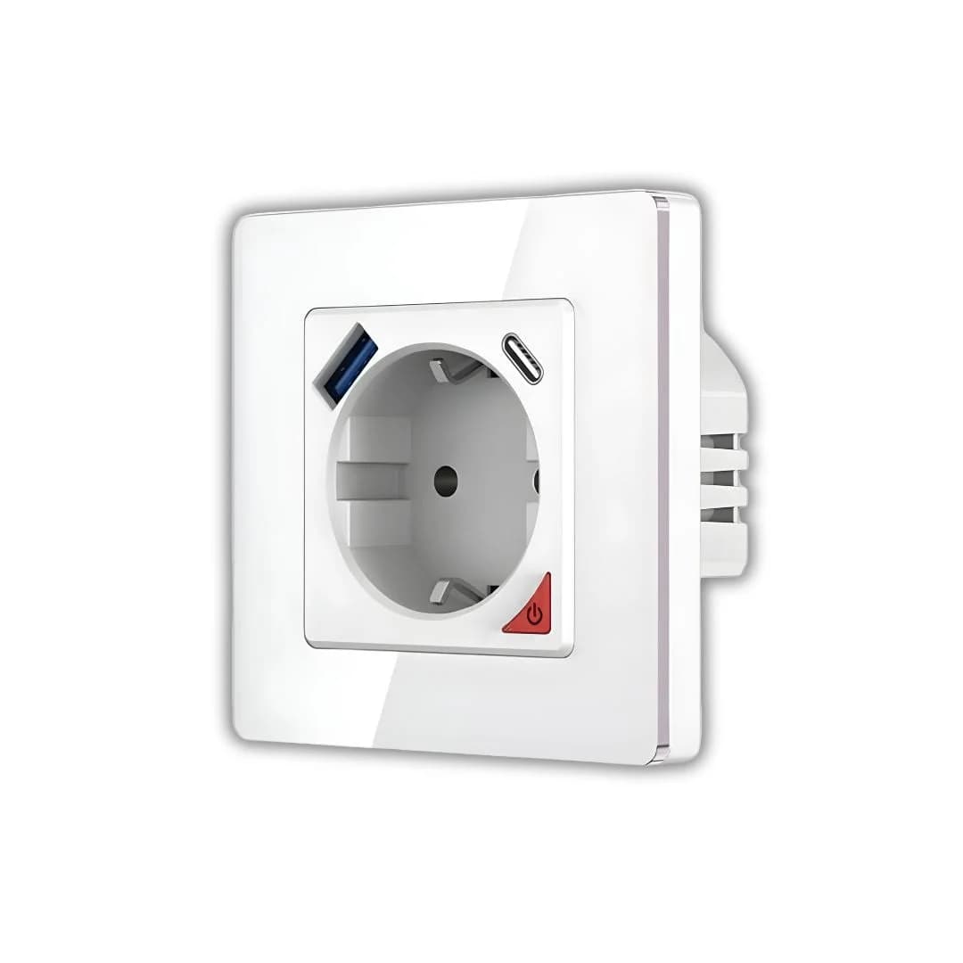 Tomada Inteligente Embutida 16A 3500W WiFi + USB-C e USB-A Smartify - Branco