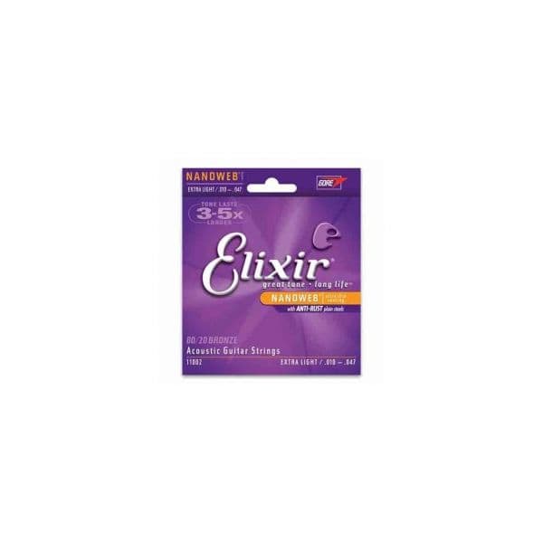 Elixir Jogo de Cordas 11002 para Guitarra Acústica Phosphor Bronze Extra Light