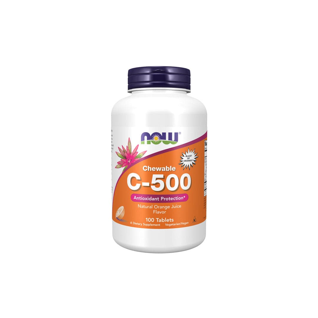 Now Chewable Vitamin C-500 Orange 100 Comprimidos Mastigáveis