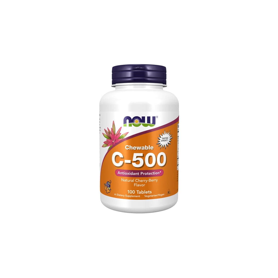 Now Chewable Vitamin C-500 Cherry 100 Comprimidos Mastigáveis