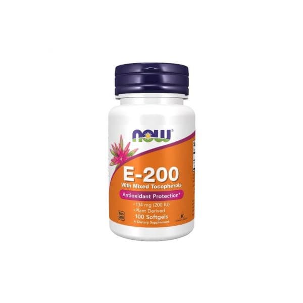 Now Vitamina E-200 com Mistura de Tocoferóis 100 Cápsulas Moles