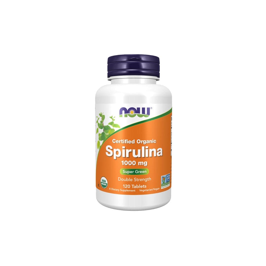 Now Spirulina Orgânica de Força Dupla 1000mg 120 Comprimidos