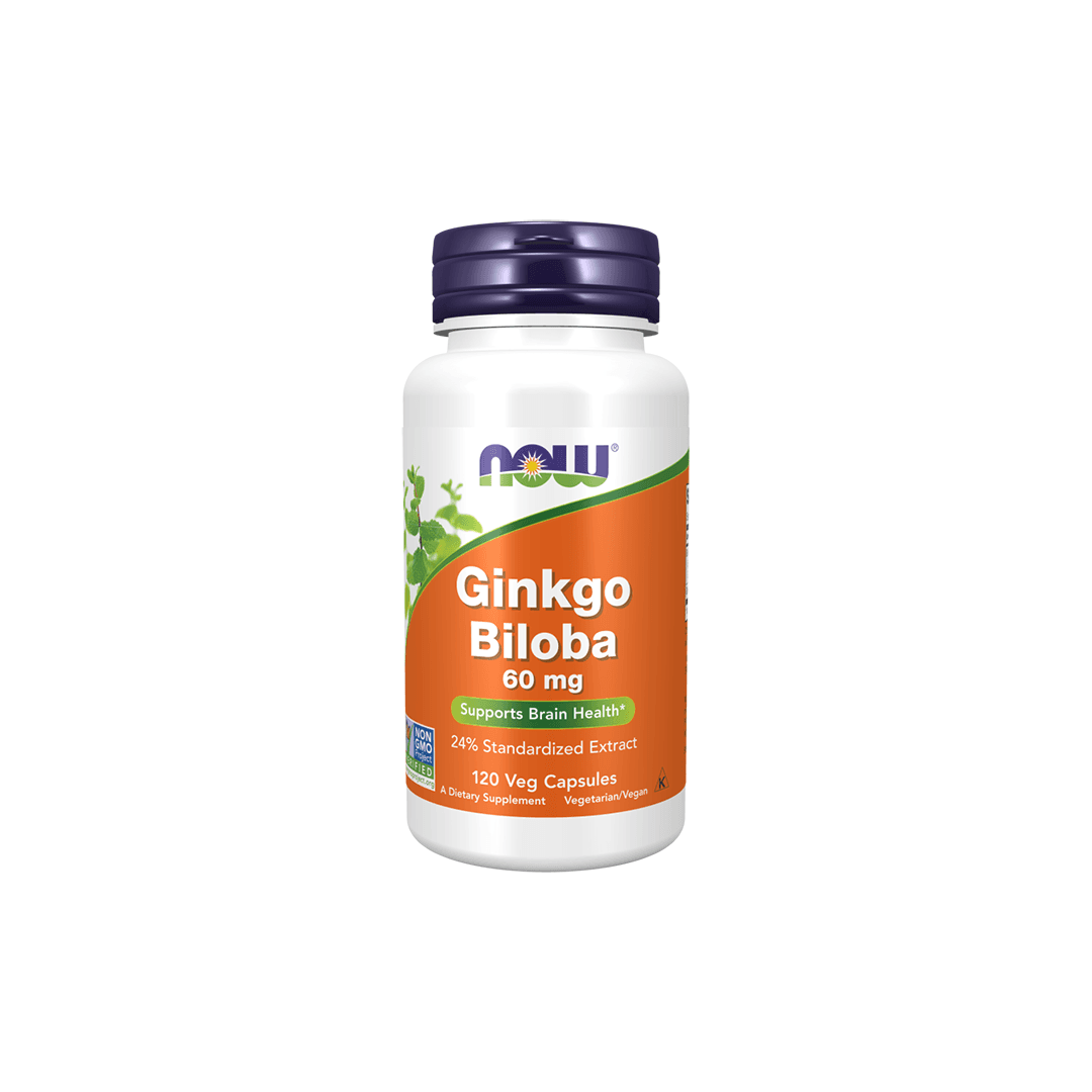 Now Extrato de Ginkgo Biloba 24% 60mg 120 Cápsulas Vegetais