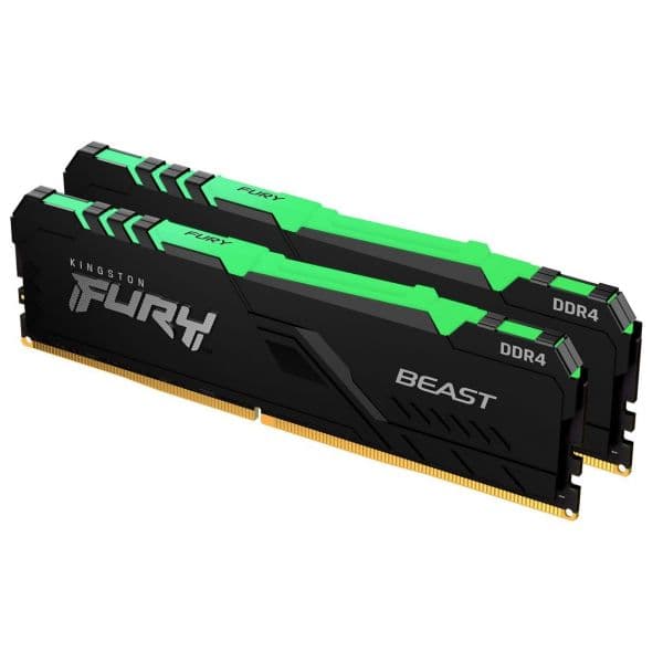Memória RAM Kingston 16GB Fury Beast RGB 2x8GB DDR4 3200MHz CL16 - KF432C16BBAK2/16