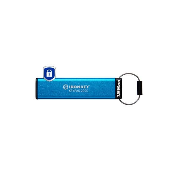 Kingston 128GB IronKey Keypad 200C USB-C Preto/Azul