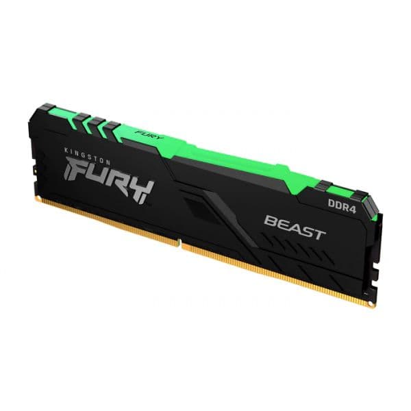 Memória RAM Kingston 16GB DDR4 CL16 3200Mhz 2Rx8 Fury Beast RGB Preta - KF432C16BB12A/16