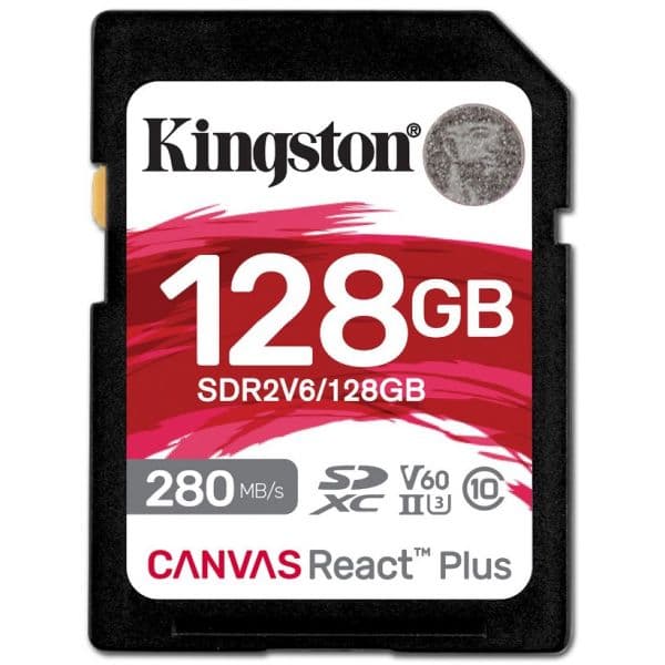 Kingston Cartão de Memória 128GB SD Canvas React PLUS 280R U3 V60 Class 10