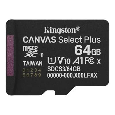 Kingston 64GB MicroSDXC Canvas Select Plus Classe 10 UHS-I U1 V10 A1 SDCS3/64GBSP + Adaptador SD