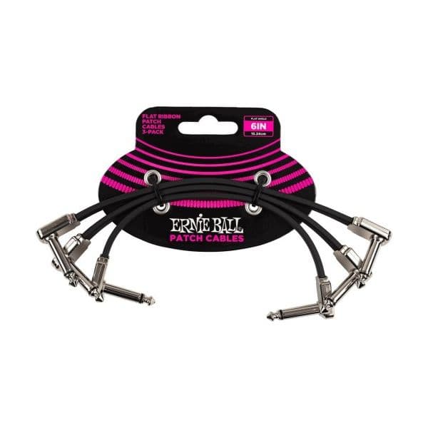 Ernie Ball 6221 Flat Ribbon Patch Cables 15cm 3-Pack