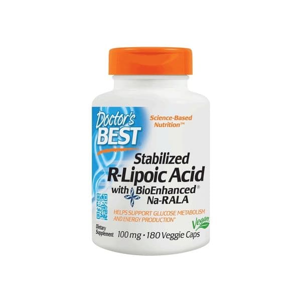 Doctor's Best Ácido R-lipóico Estabilizado com Na-rala Bio-aprimorado, 100mg 180 Cápsulas Vegetais
