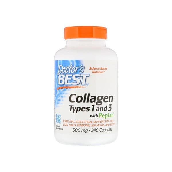 Doctor's Best Tipos de Colágeno 1 e 3 com Vitamina C, 500mg 240 Cápsulas