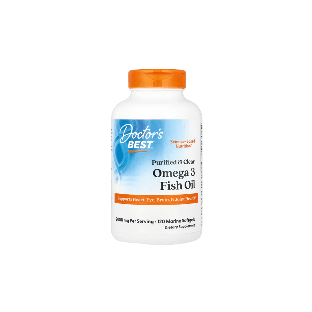 Doctor's Best Purified & Clear Omega 3 Fish Oil com Goldenomega 120 Cápsulas de Gelatina Mole Marinha
