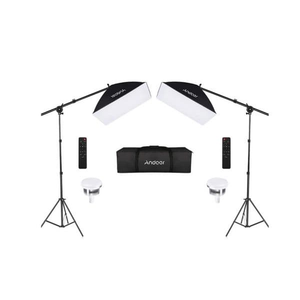 Andoer Iluminação Estúdio led Kit 2 Softboxes Extensíveis Bicolor com Comando