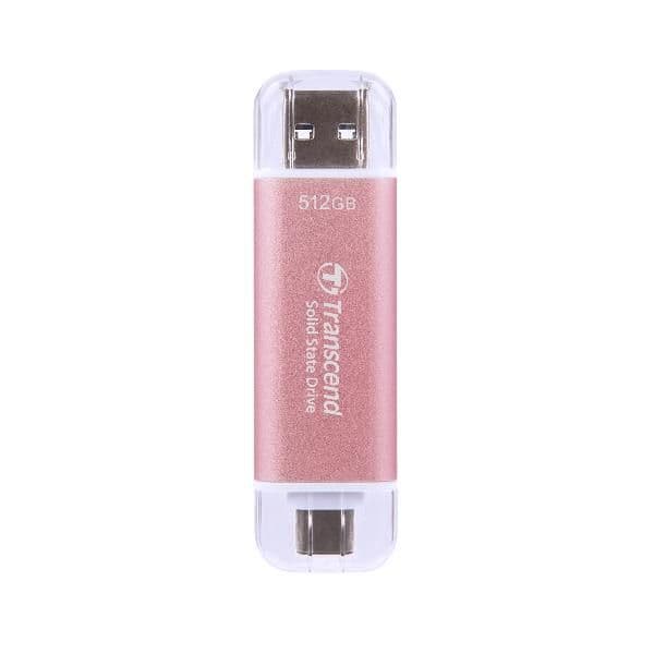 Disco Externo SSD Transcend 512GB ESD310P USB-C/USB 10Gbps Preto e Rosa