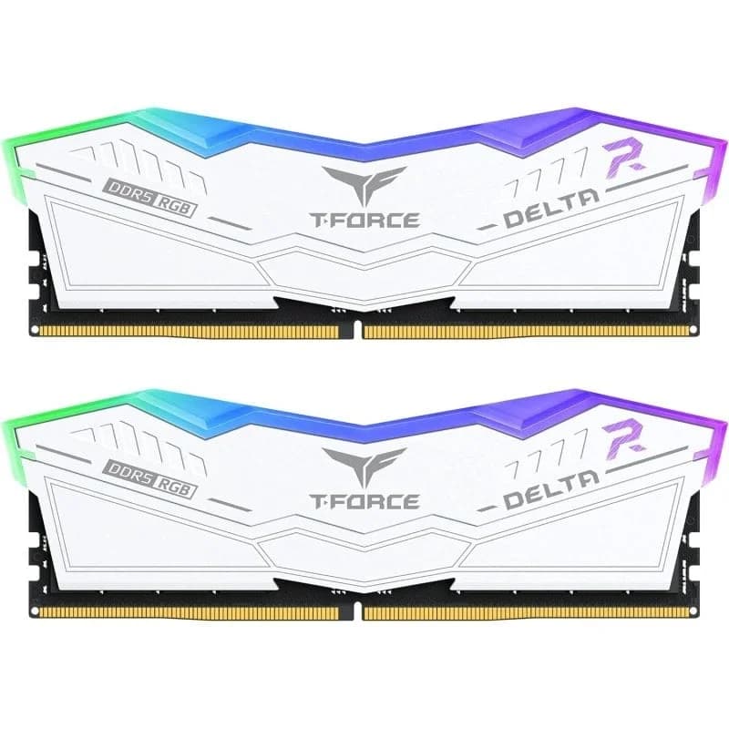 Memória RAM Team Group T-FORCE DELTA RGB DDR5 6000MHz 32GB 2x16GB CL28 Dual AMD EXPO e Intel XMP Brancas