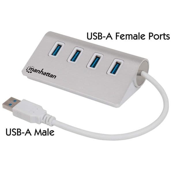 Manhattan 163767 Hub USB 3.0 SuperSpeed 4 Portas Tipo-A em Alumínio
