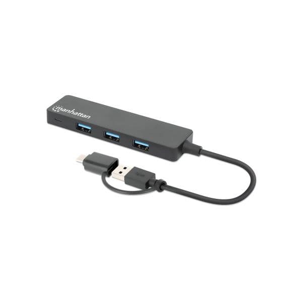 Manhattan 180863 Hub USB 3.0 / 3.2 Gen 1 4 Portas Type-A / Type-C 5000 Mbit/s Preto