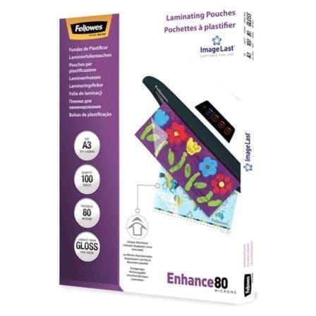 Fellowes 100 un. Bolsa Encadernação A3 Laminate Brightness 80mc - 5306207