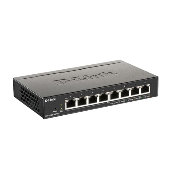 Switch D-Link 8 Portas 10/100/1000 Mbps PoE Preto - DGS-1100-08PV2