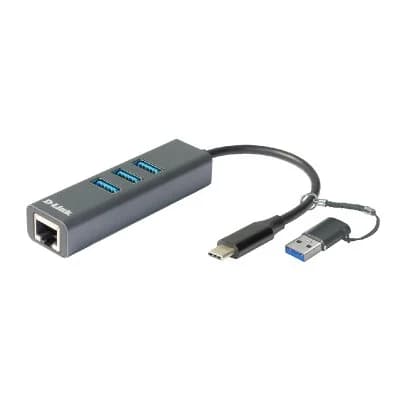 D-Link Hub USB-C/USB P/ Gigabit Ethernet Com 3 Portas USB 3.0
