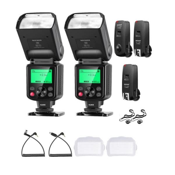 Kit Flashes TTL com Disparadores + Acessórios para Nikon / Canon