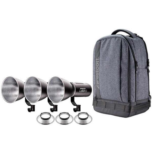 Westcott Kit de 3 Tochas LED L60-B Bi Color + Mochila - WESTCOTTD226431