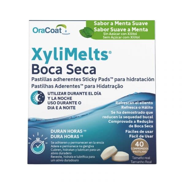 XyliMelts Pastilhas Hidratação Boca Seca Menta Suave 40 Pastilhas