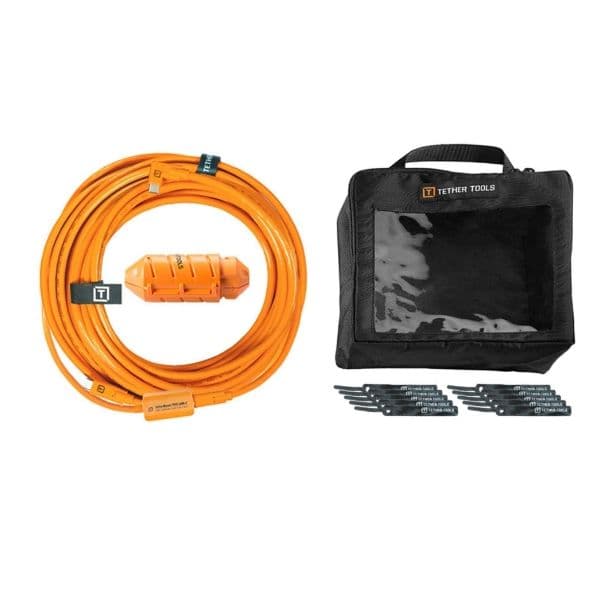 Tether Tools Kit de Ligação Pro USB 2.0 Mini-B 5 Pinos 4,6m Laranja e USB-C C-Cable- system 9,40m Laranja