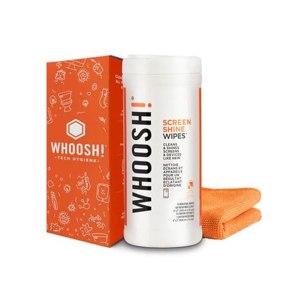 Whoosh Screen Shine Toalhetes de Limpeza para Ecrãs Antimicrobianos Pack de 70