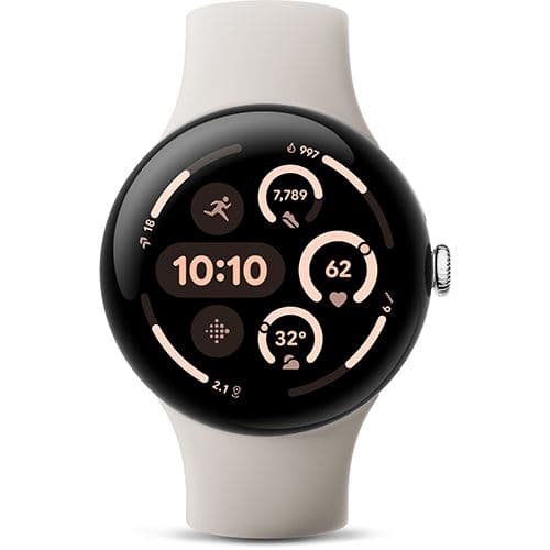 Google Pixel Watch 3 45mm Polished Silver Aluminum Case / Porcelain Active Band