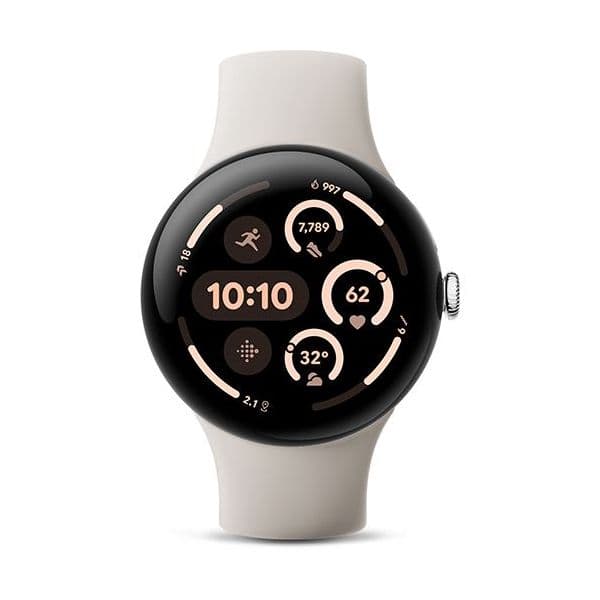 Google Pixel Watch 3 45mm Polished Silver Aluminum Case / Porcelain Active Band