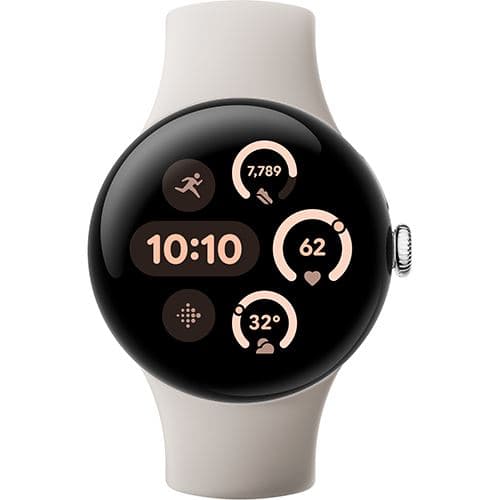 Google Pixel Watch 3 41mm Polished Silver Aluminum Case / Porcelain Active Band