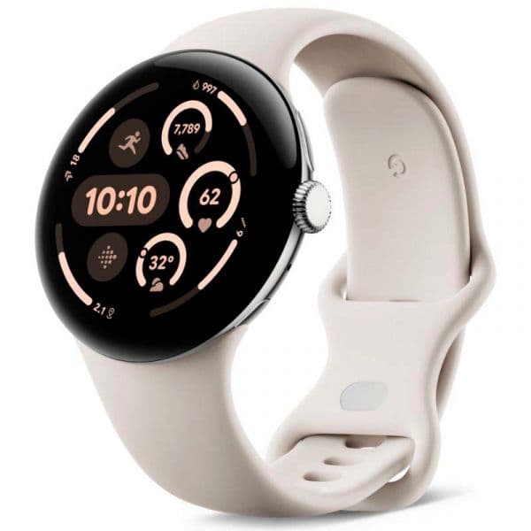 Google Pixel Watch 3 45mm LTE Polished Silver Aluminum Case / Porcelain Active Band