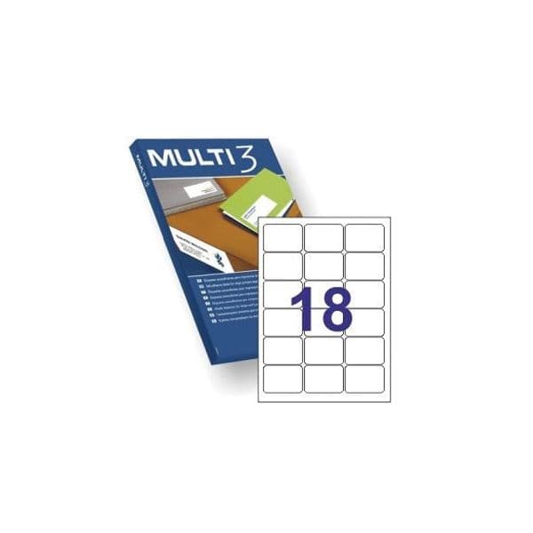 Multi 3 100 Fls A4 Etiquetas 63,5x46,6mm 1800un - APL10492